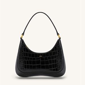 JW PEI Black Croc-Embossed Shoulder Bag